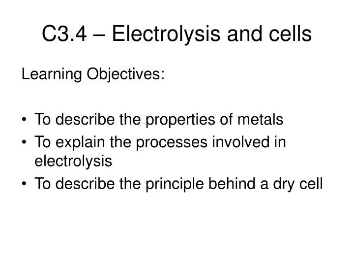 c3 4 electrolysis and cells