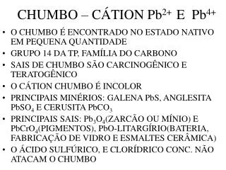 chumbo c tion pb 2 e pb 4