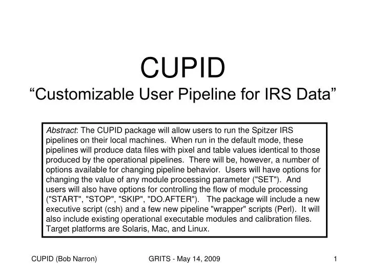 cupid cus tomizable user pipeline for irs data