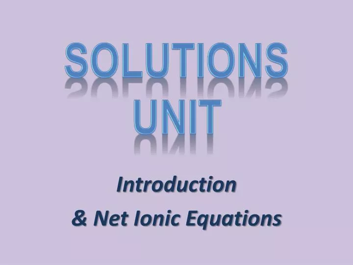 introduction net ionic equations