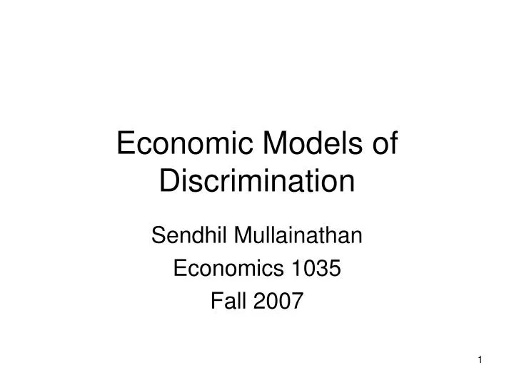 economic models of discrimination