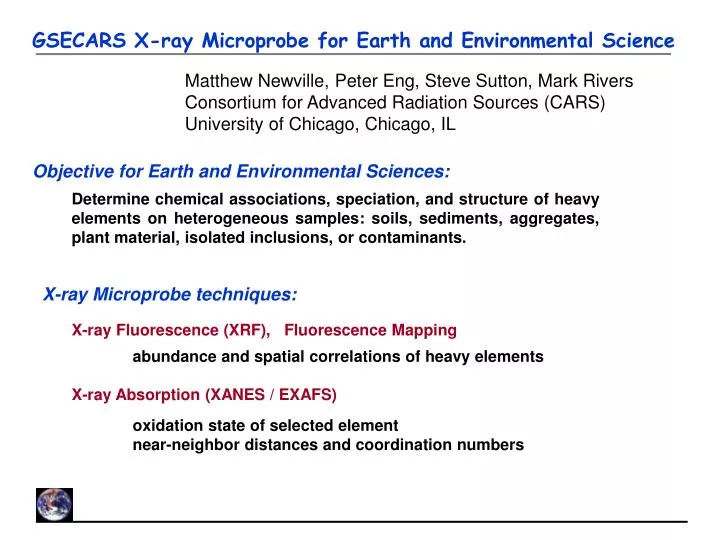 gsecars x ray microprobe for earth and environmental science