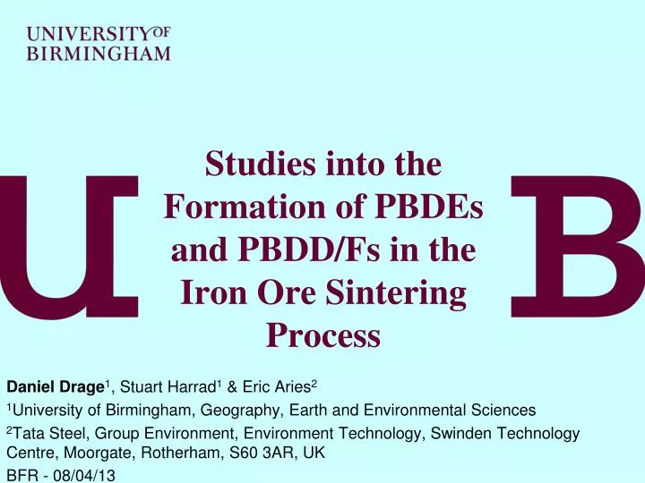 studies into the formation of pbdes and pbdd fs in the iron ore sintering process