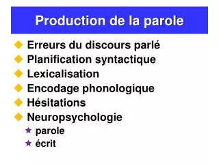 production de la parole