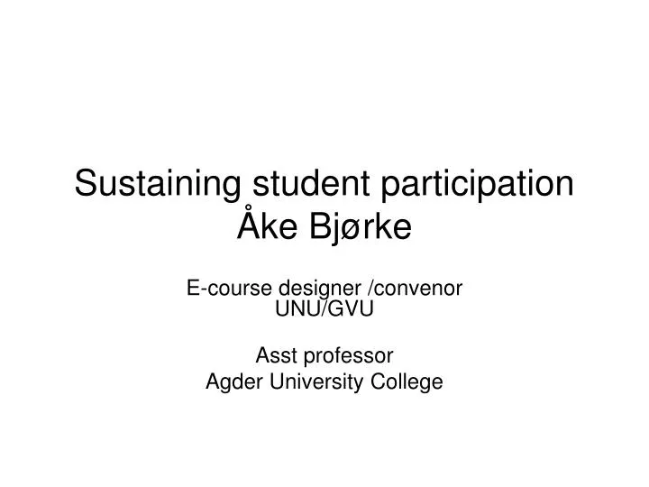 sustaining student participation ke bj rke