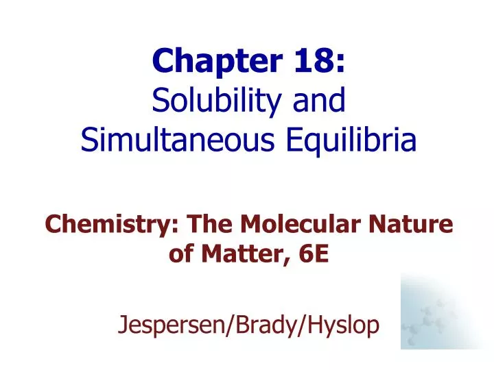 chapter 18 solubility and simultaneous equilibria