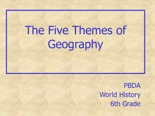 The Five Themes of Geography