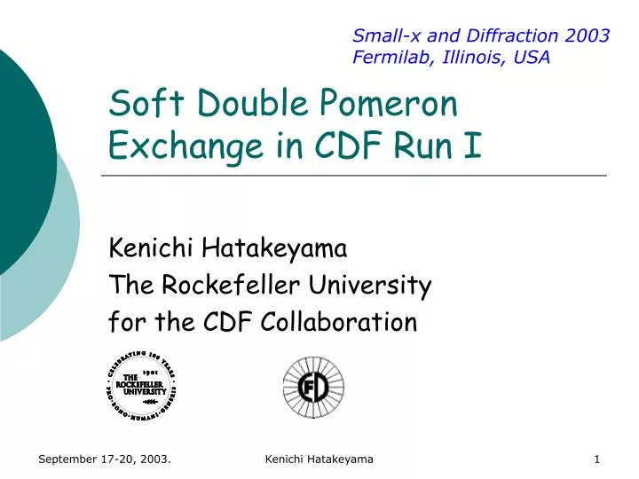soft double pomeron exchange in cdf run i