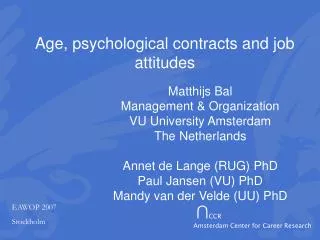 Age, psychological contracts and job attitudes