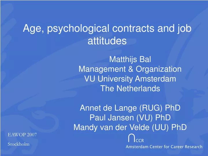 age psychological contracts and job attitudes