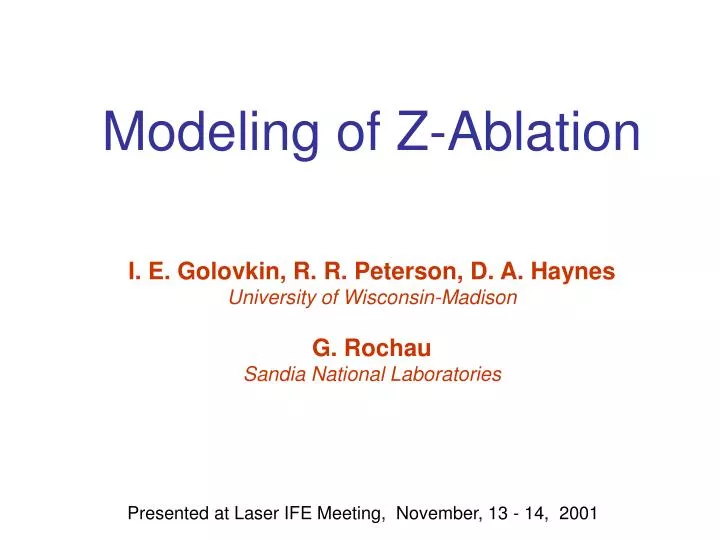 modeling of z ablation
