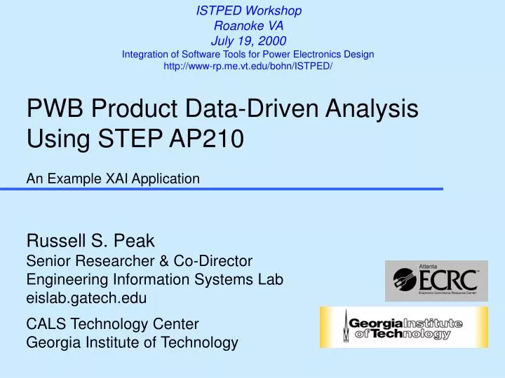 pwb product data driven analysis using step ap210 an example xai application