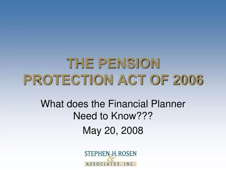 the pension protection act of 2006