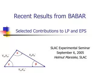 Recent Results from BABAR Selected Contributions to LP and EPS