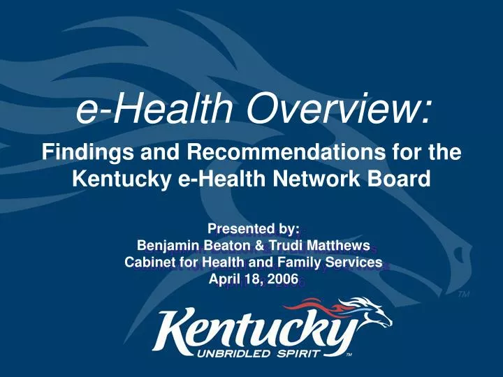 e health overview findings and recommendations for the kentucky e health network board