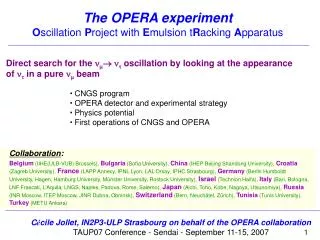 The OPERA experiment O scillation P roject with E mulsion t R acking A pparatus