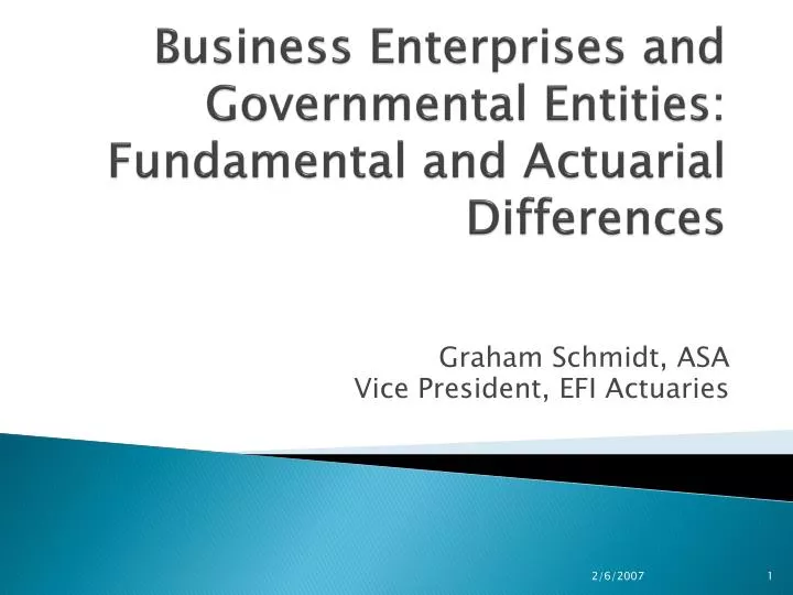 business enterprises and governmental entities fundamental and actuarial differences