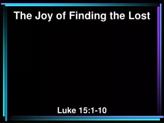 The Joy of Finding the Lost Luke 15:1-10