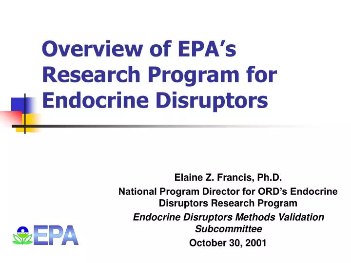 overview of epa s research program for endocrine disruptors