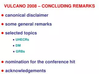 ? canonical disclaimer ? some general remarks ? selected topics