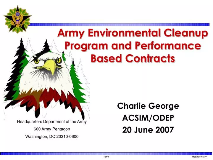 army environmental cleanup program and performance based contracts