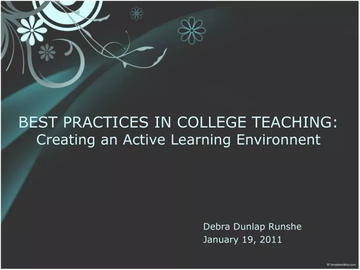 best practices in college teaching creating an active learning environnent