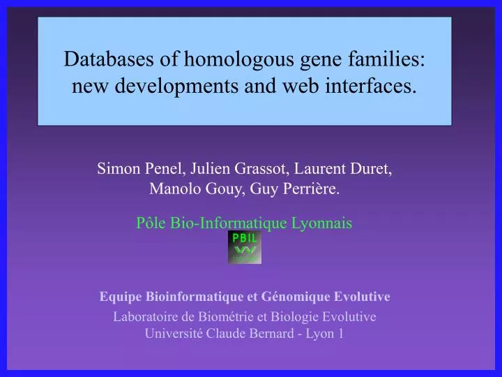 databases of homologous gene families new developments and web interfaces