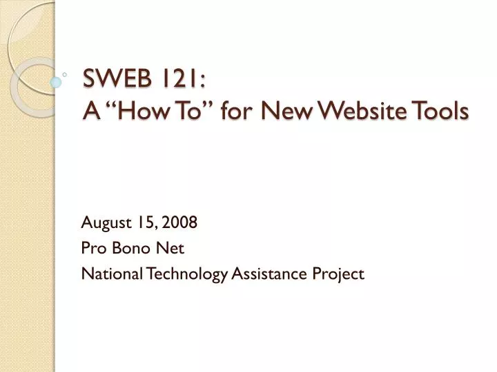 sweb 121 a how to for new website tools