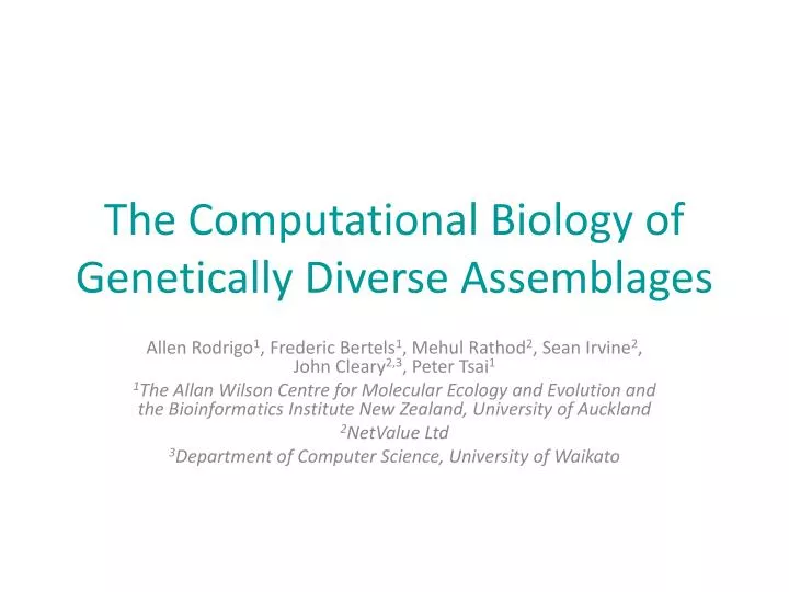 the computational biology of genetically diverse assemblages