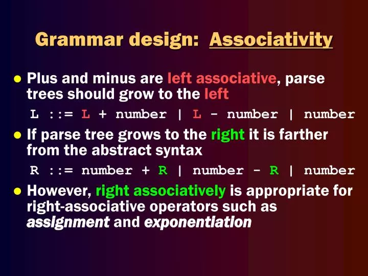 grammar design associativity