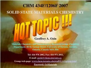CHM 434F/1206F 2007 SOLID STATE MATERIALS CHEMISTRY