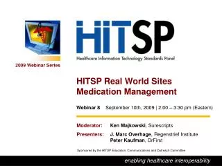 HITSP Real World Sites Medication Management