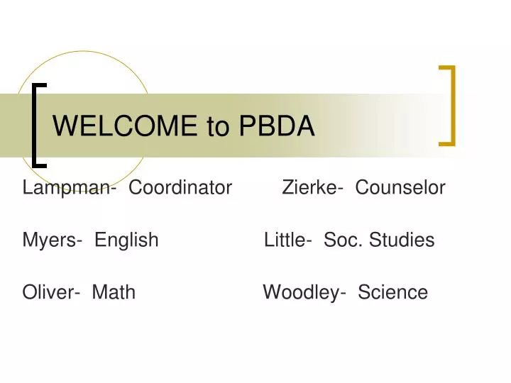 welcome to pbda