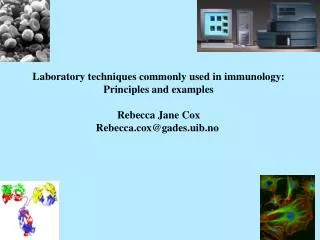 Laboratory techniques commonly used in immunology: Principles and examples Rebecca Jane Cox