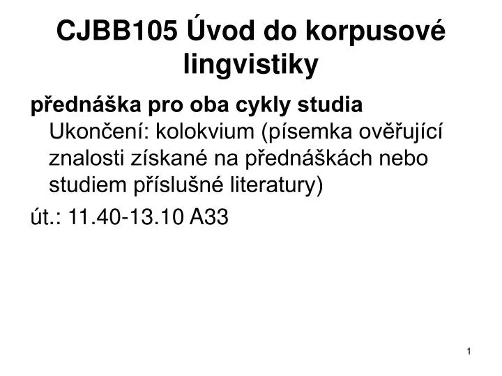 cjbb105 vod do korpusov lingvistiky