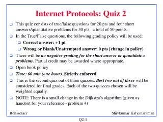 Internet Protocols: Quiz 2