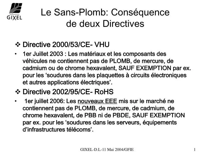 le sans plomb cons quence de deux directives