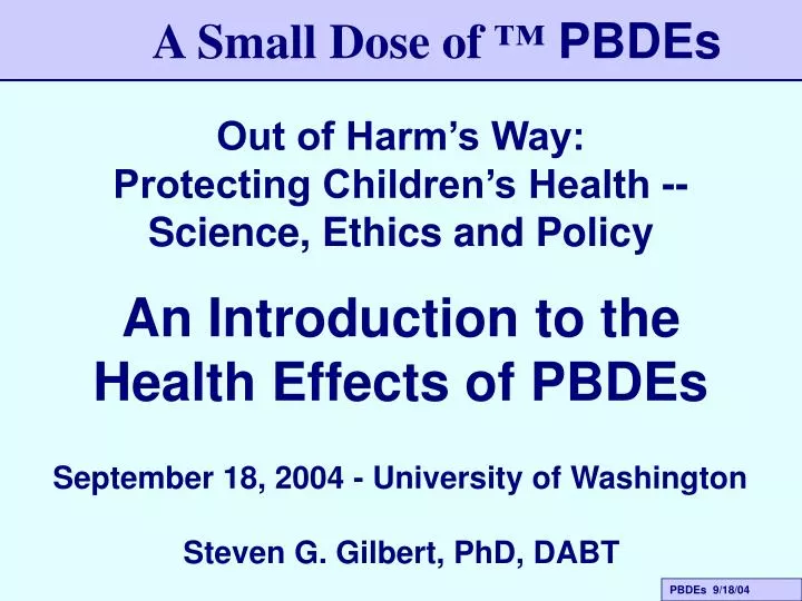 out of harm s way protecting children s health science ethics and policy