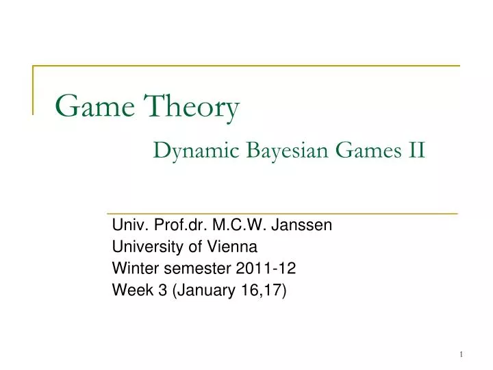 game theory dynamic bayesian games ii