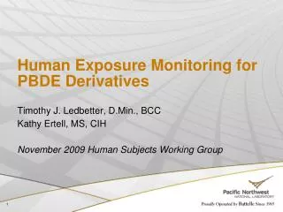 Human Exposure Monitoring for PBDE Derivatives