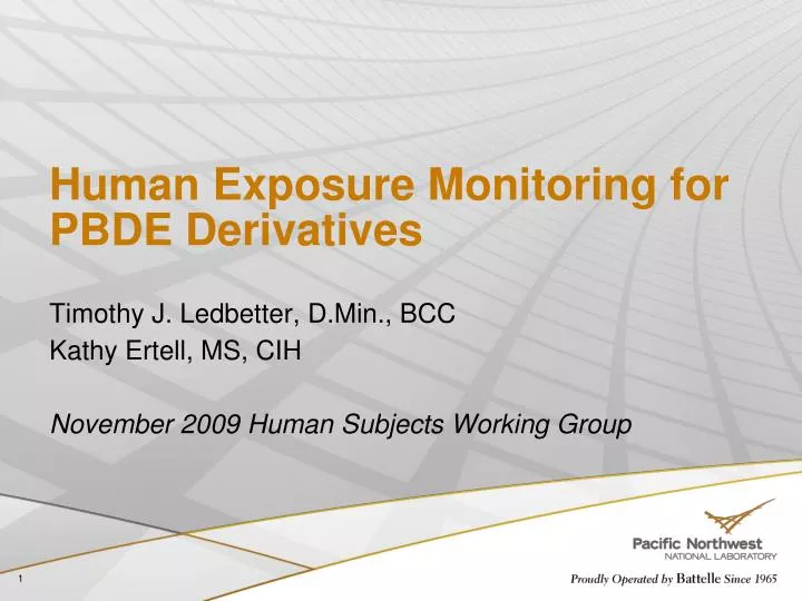 human exposure monitoring for pbde derivatives