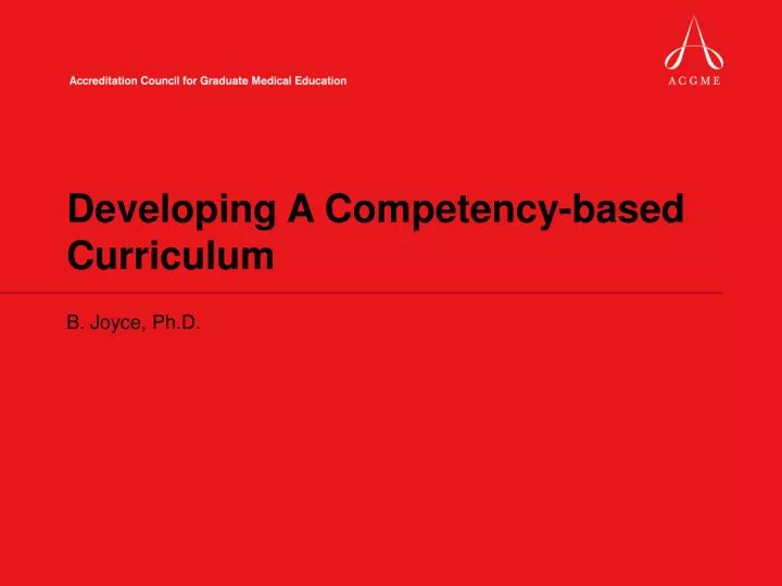 developing a competency based curriculum