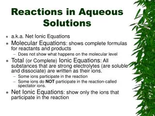 Reactions in Aqueous Solutions