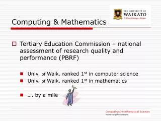 Computing &amp; Mathematics
