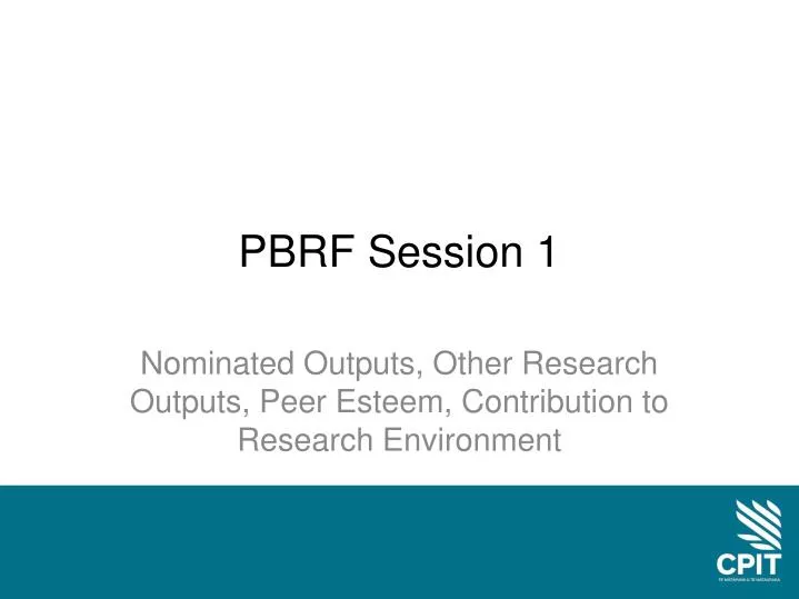 pbrf session 1