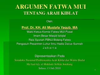 argumen fatwa mui tentang arah kiblat