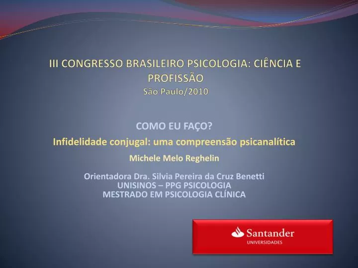 iii congresso brasileiro psicologia ci ncia e profiss o s o paulo 2010