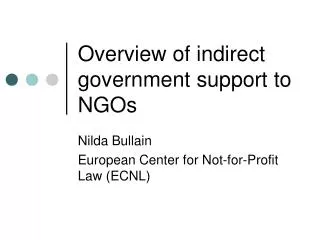Overview of indirect government support to NGOs
