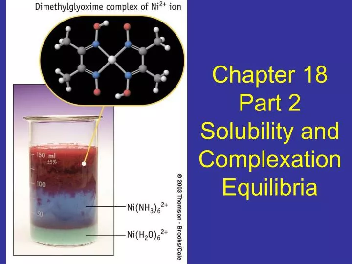 chapter 18 part 2 solubility and complexation equilibria