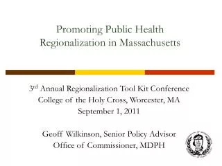 Promoting Public Health Regionalization in Massachusetts